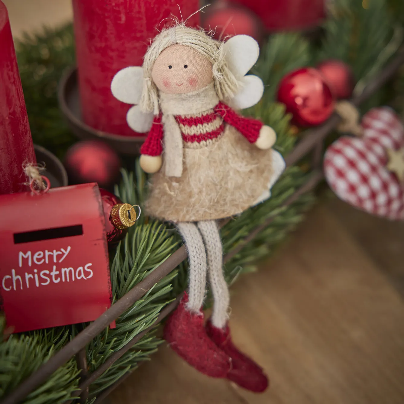 Clearance Anhänger Engel, Pulli/rot, 16 Cm Weihnachtsbaumschmuck|Weihnachten