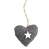 Best Anhänger Herz Mit Holzstern, Grau Weihnachtsbaumschmuck|Weihnachtsdeko