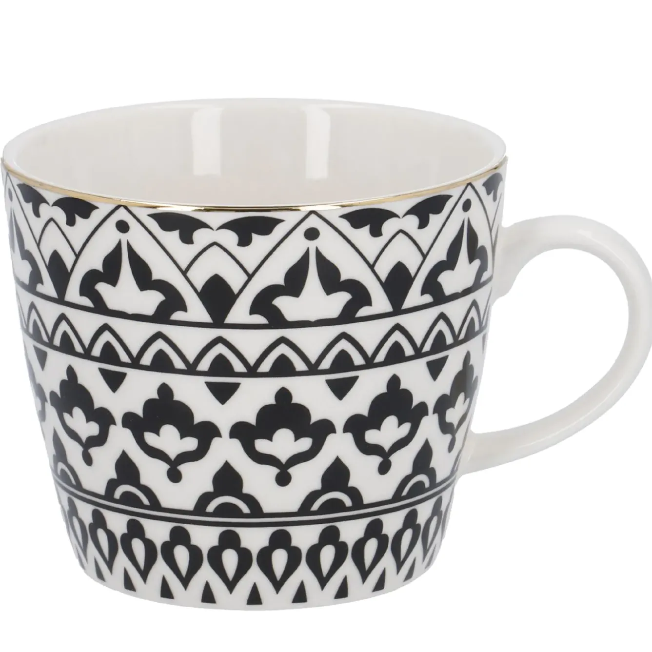 Becher China, Orient, Schwarz/weiß, 300 Ml, Goldrand Küche