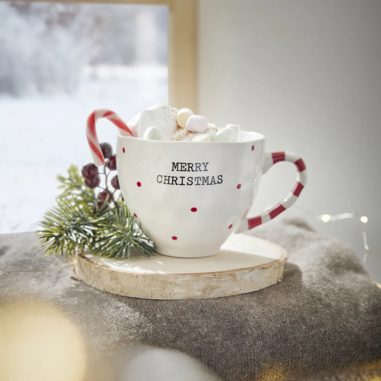 Outlet Becher Streifen-Henkel, Punkte, 450 Ml Küche|Weihnachtsbecher