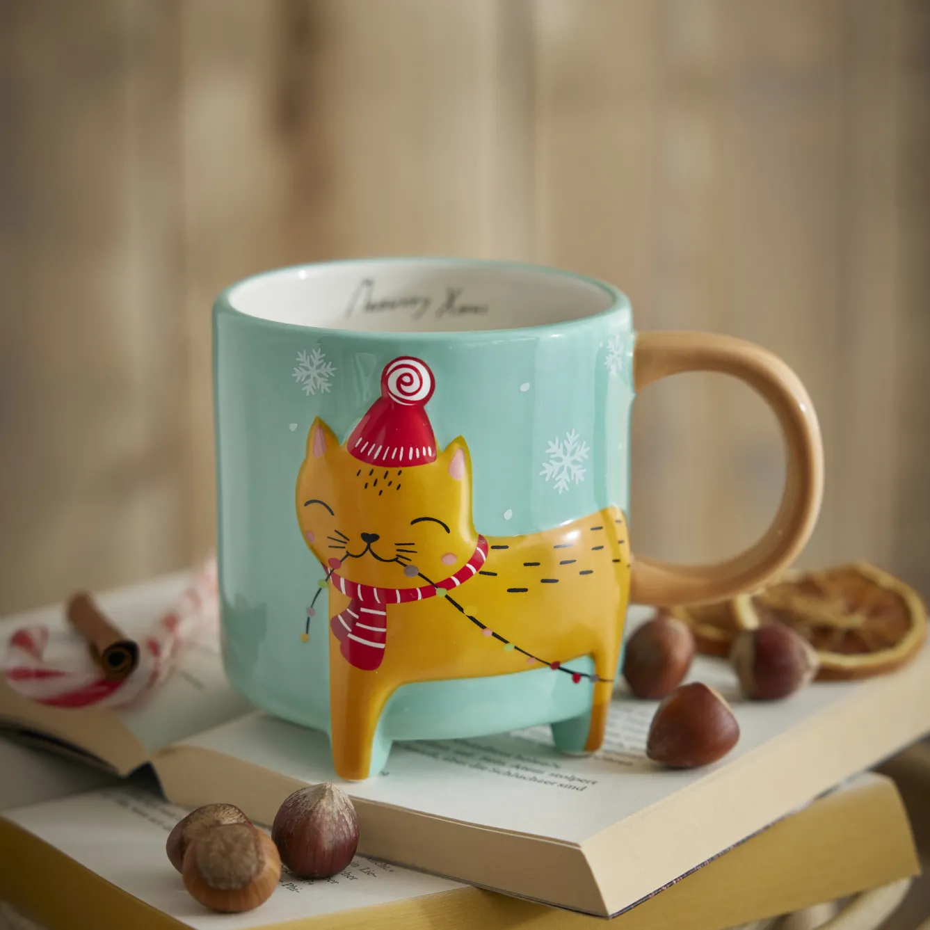 Becher Xmas/Tierfuß, Katze, 480 Ml Küche|Weihnachtsbecher