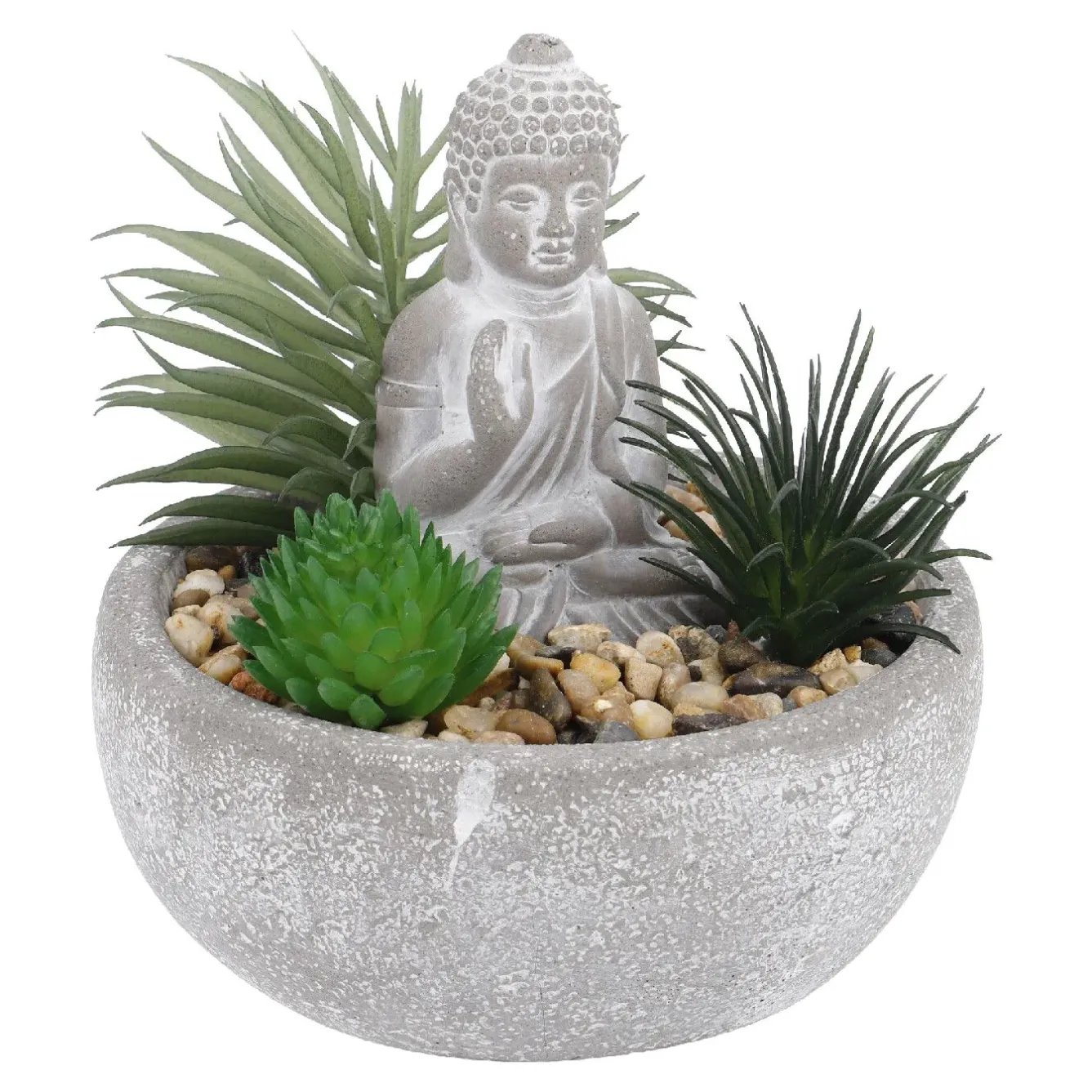 Discount Deko-Objekt Buddha Mit Sukkulente, Grau/grün, 12 Cm Geschenkideen|Outdoor & Garten