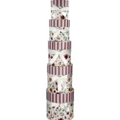 Best 5er Set Geschenkkarton Floral/rund, Lila Hochzeitsgeschenke|Geschenkverpackung