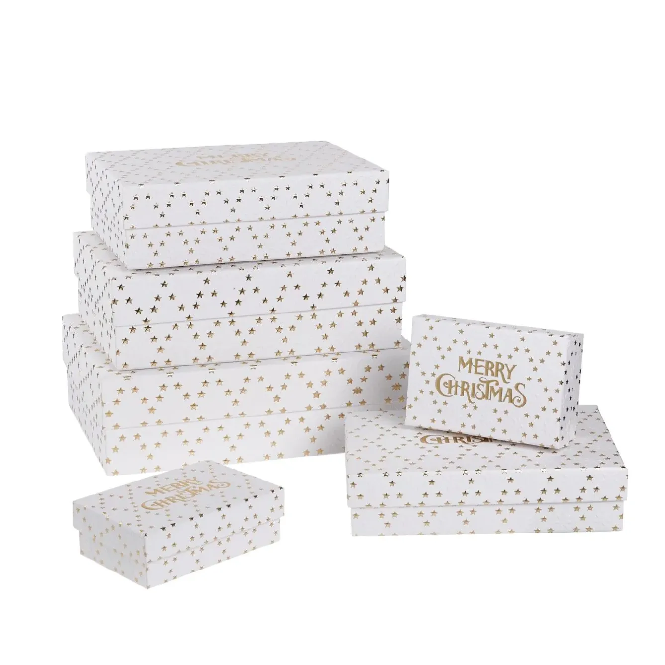 6er Set Geschenkkarton Prägung, Schrift/weiß/gold Geschenkideen|Geschenkverpackungen