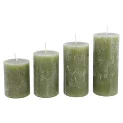 Best 4er Set Kerze Rustik, Gestuft, Olivgrün Kerzen & Kerzenständer|Weihnachtskerzen