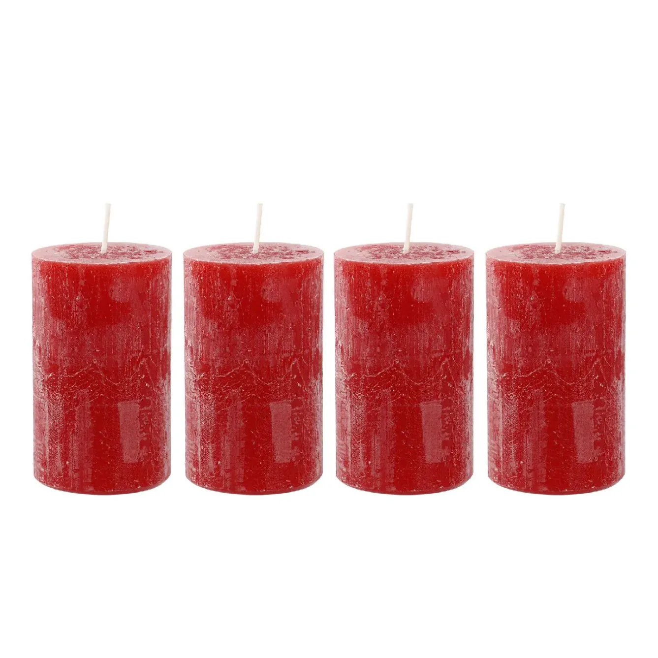 Outlet 4er Set Kerze Rustik, Rot, 6 X 10 Cm Weihnachtskerzen|Adventskränze & Zubehör