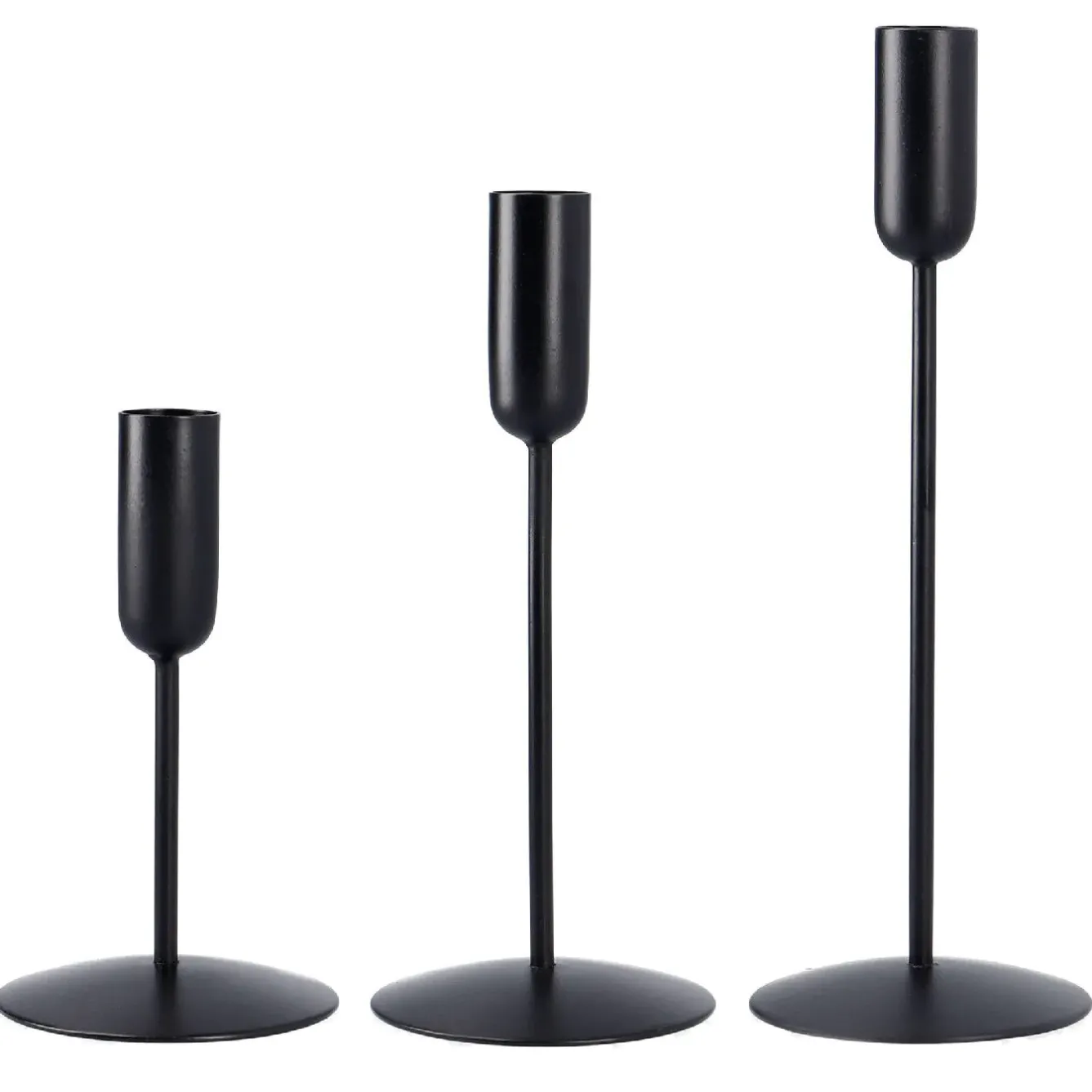 Sale 3er Set Kerzenständer, Stabkerzen, Schwarz Matt Tischdeko|Kerzen & Kerzenständer
