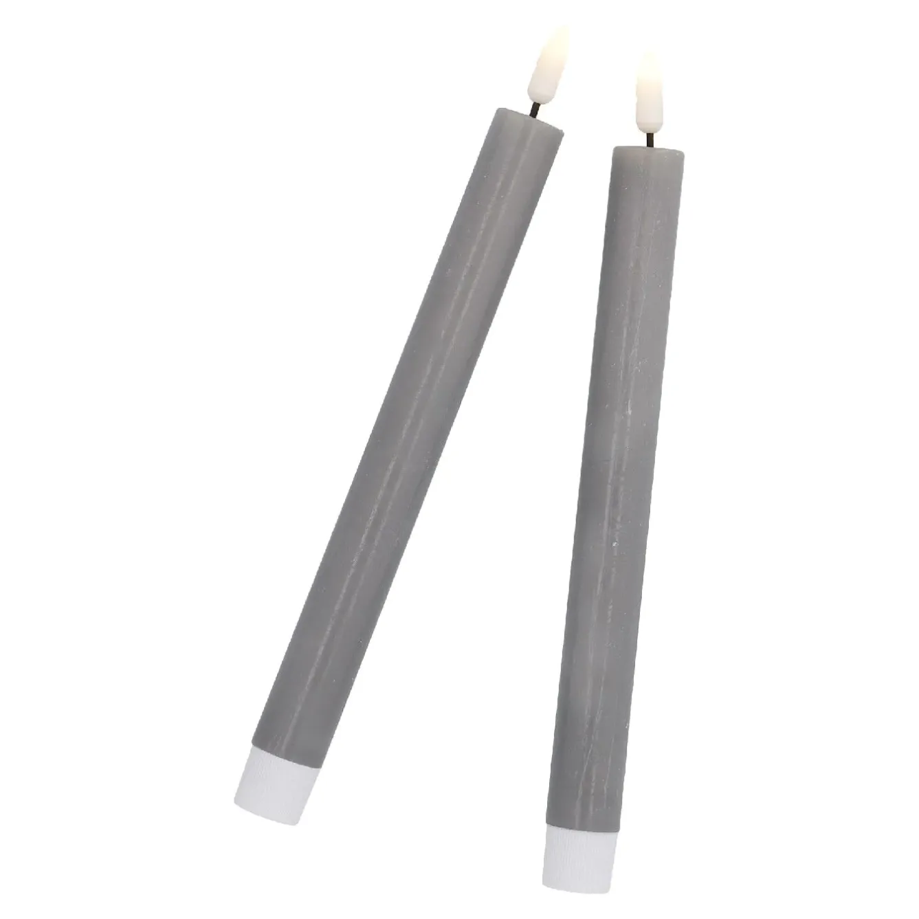 Outlet 2er Set LED-Stabkerze Rustik, Grau, 24.5 Cm Lichterwelt|Kerzen & Kerzenständer