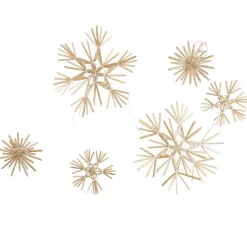 Hot 9er Set Strohanhänger Sterne, Weiß Weihnachtsbaumschmuck