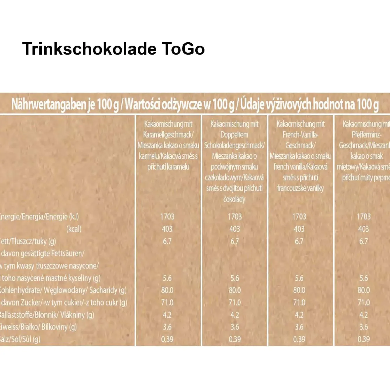 Outlet 4er Set Trinkschokolade ToGo Küche