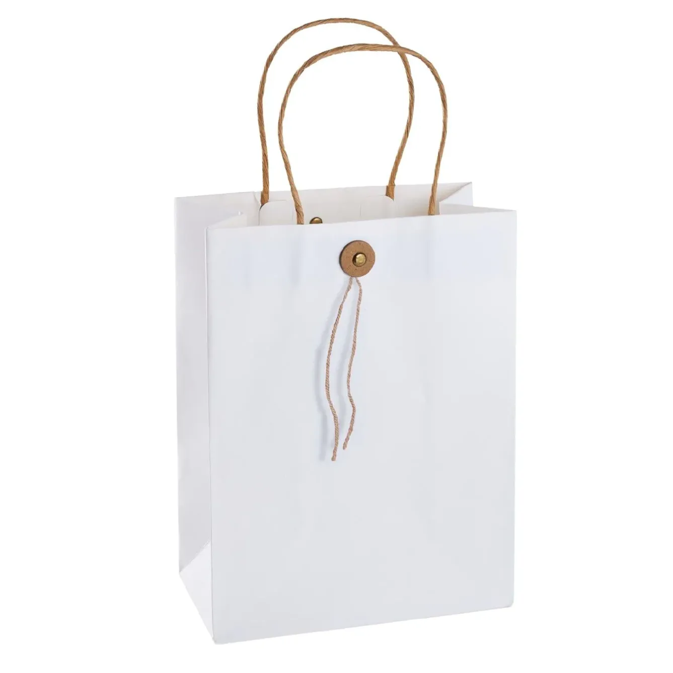 Clearance Geschenktüte Mit Knopf, Weiß, 17.5 X 23 Cm Geschenkverpackung