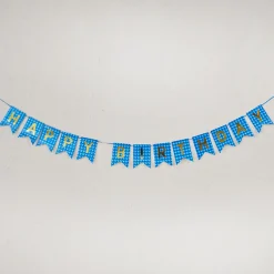 Outlet Girlande Happy Birthday, Holo/blau, 4 Meter Geburtstag