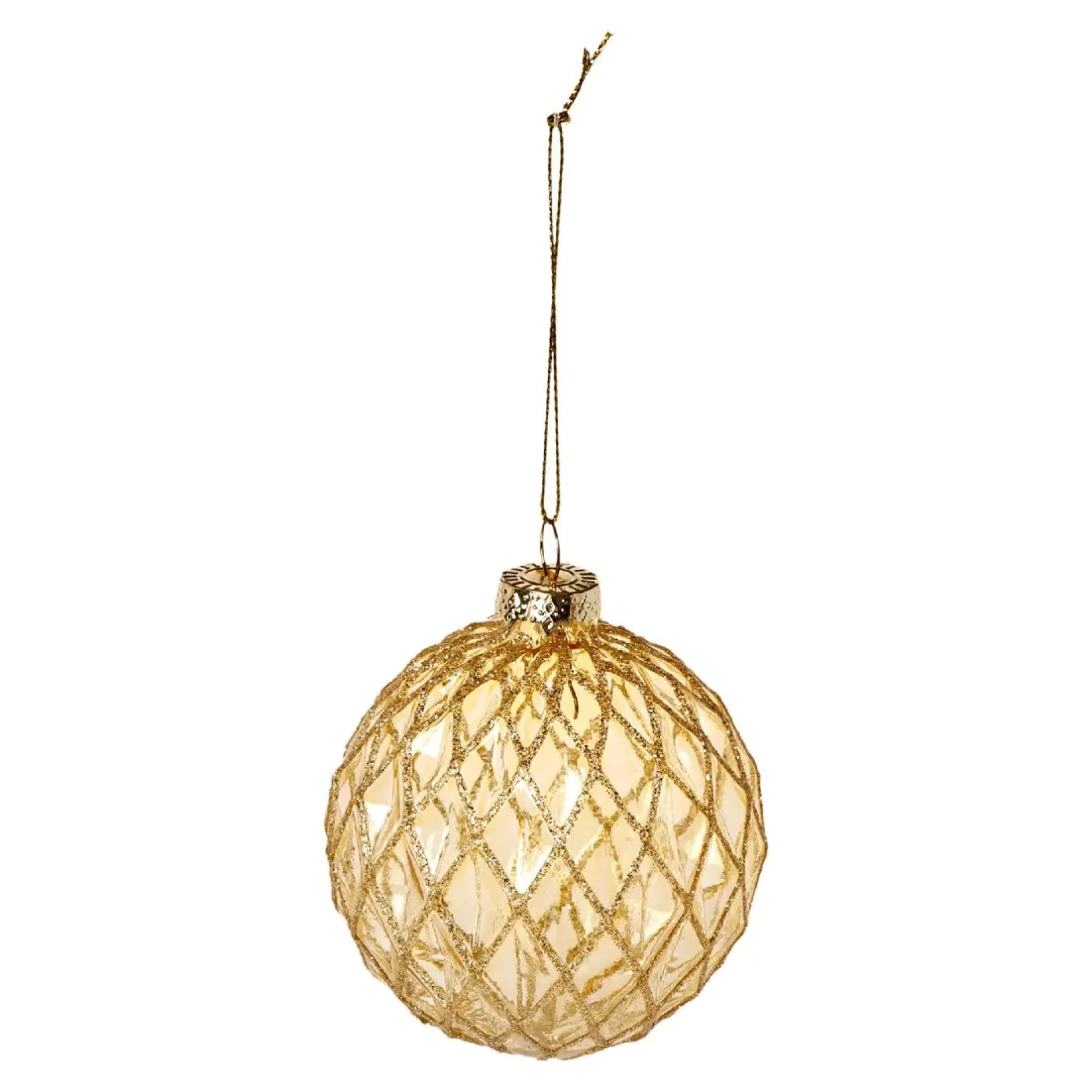 Sale Glaskugel Dekor, Rauten/gold, 8 Cm Weihnachtsbaumschmuck