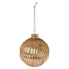 Glaskugel Dekor, Rillen/gold, 8 Cm Weihnachtsbaumschmuck