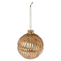 Glaskugel Dekor, Rillen/gold, 8 Cm Weihnachtsbaumschmuck