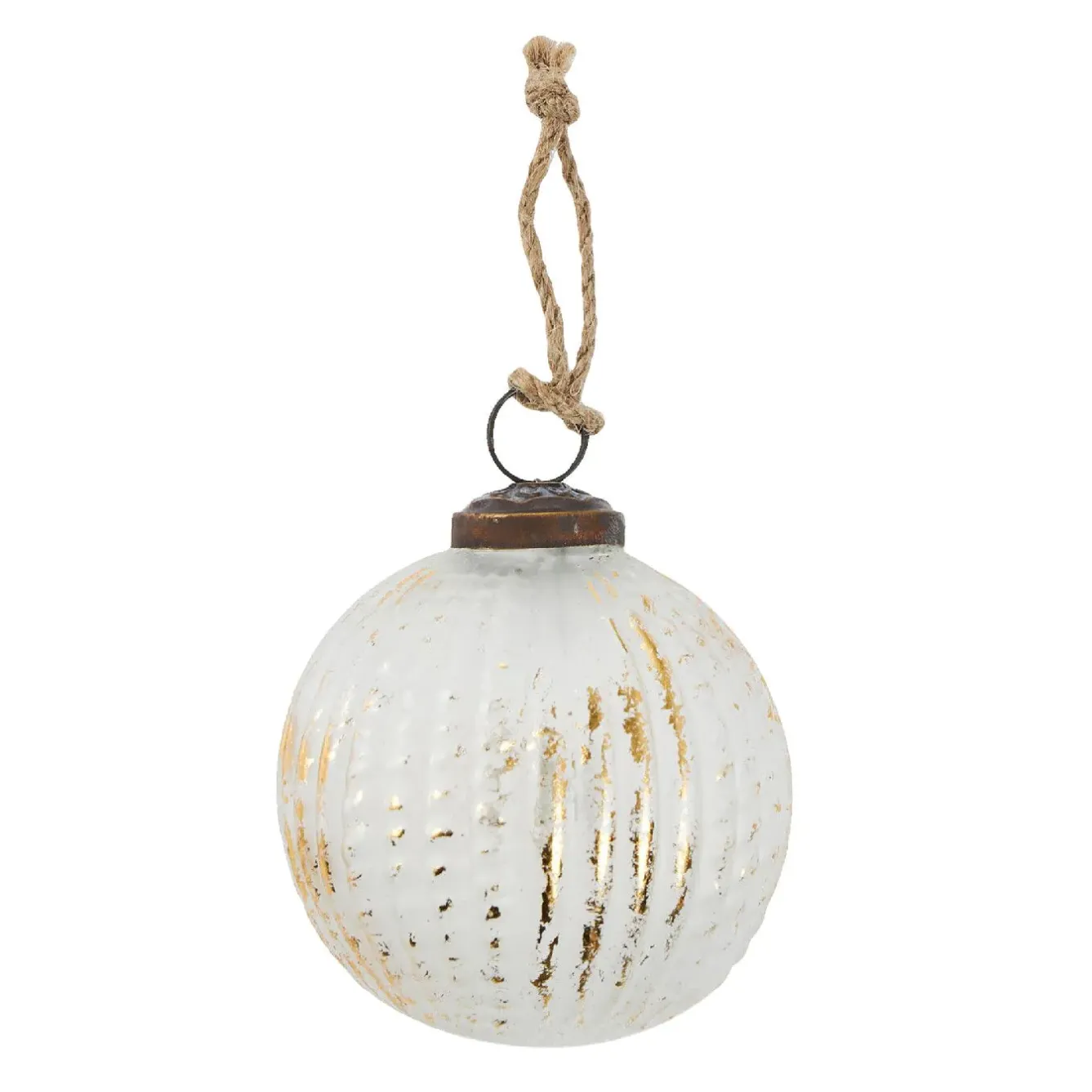 Best Glaskugel Längsrillen, Creme/gold, 7 Cm Weihnachtsbaumschmuck