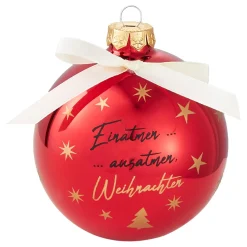 Glaskugel Spruch, Einatmen/rot/glänzend, 10 Cm Weihnachtsgeschenke|Weihnachtsbaumschmuck