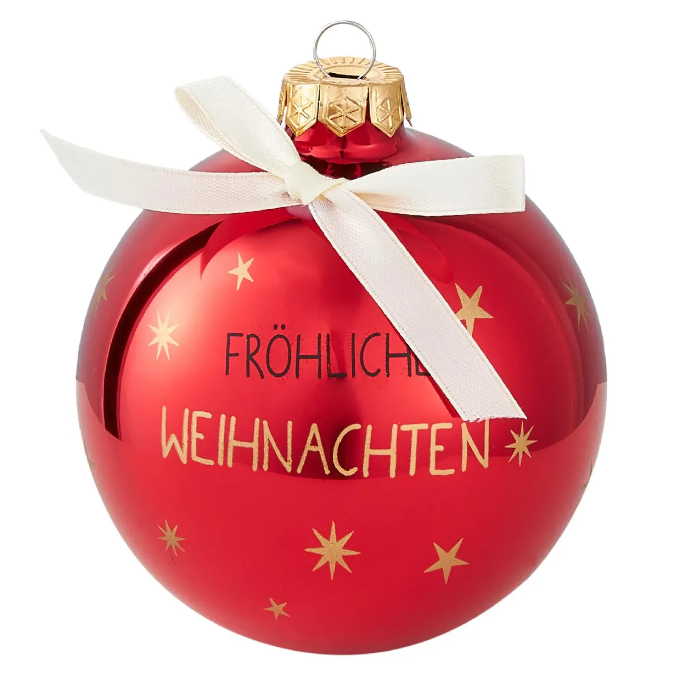 Clearance Glaskugel Spruch, Fröhliche/rot/glänzend, 10 Cm Weihnachtsgeschenke|Weihnachtsbaumschmuck