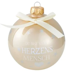 Online Glaskugel Spruch, Herzensmensch/champagner/glänzend, 10 Cm Weihnachtsgeschenke|Weihnachtsbaumschmuck