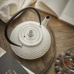 Clearance Gusseisen Teekanne, Weiß Shop The Geschenk|Küche
