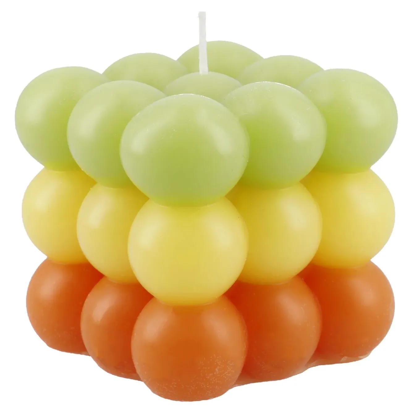 Outlet Kerze Bubbles, Eckig, Grün/gelb/orange, 8 X 8 X 8 Cm Kerzen & Kerzenständer|Weihnachtskerzen