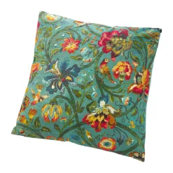 Outlet Kissen Blumen, Türkis, 60 Cm Textilien