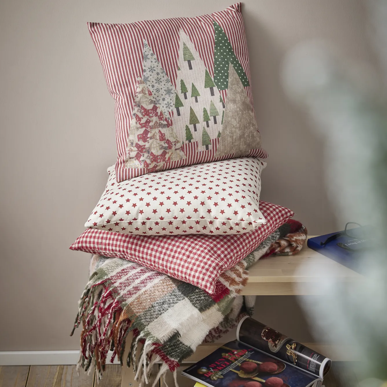 Clearance Kissen Xmas-Muster, Karo, 45 X 45 Cm Textilien|Weihnachtsgeschenke
