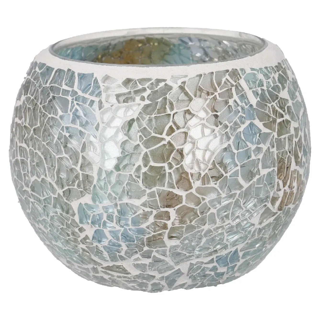 Discount Kugel-Windlicht Mosaik, Hellblau/silber, 10 X 8 Cm Windlichter & Laternen|Kerzen & Kerzenständer