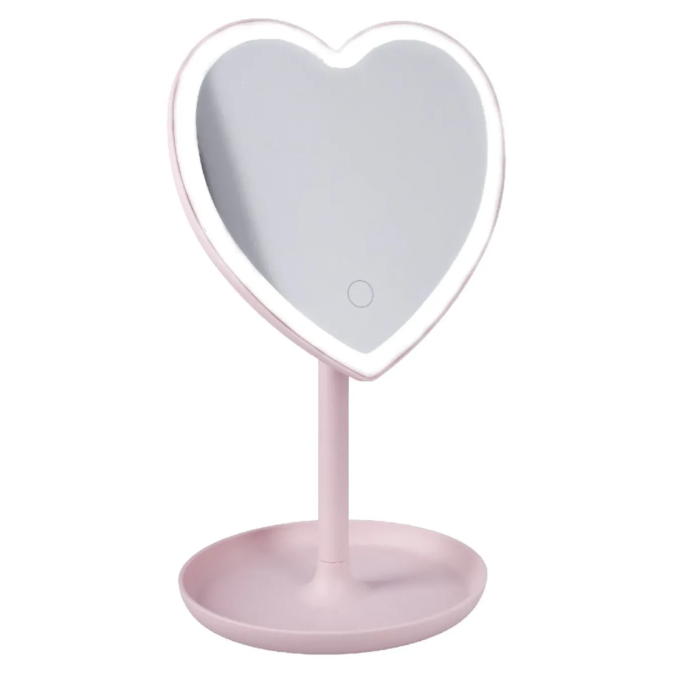 New LED-Spiegel Form, Herz/rosa, 26 Cm Gadgets|Lichterwelt