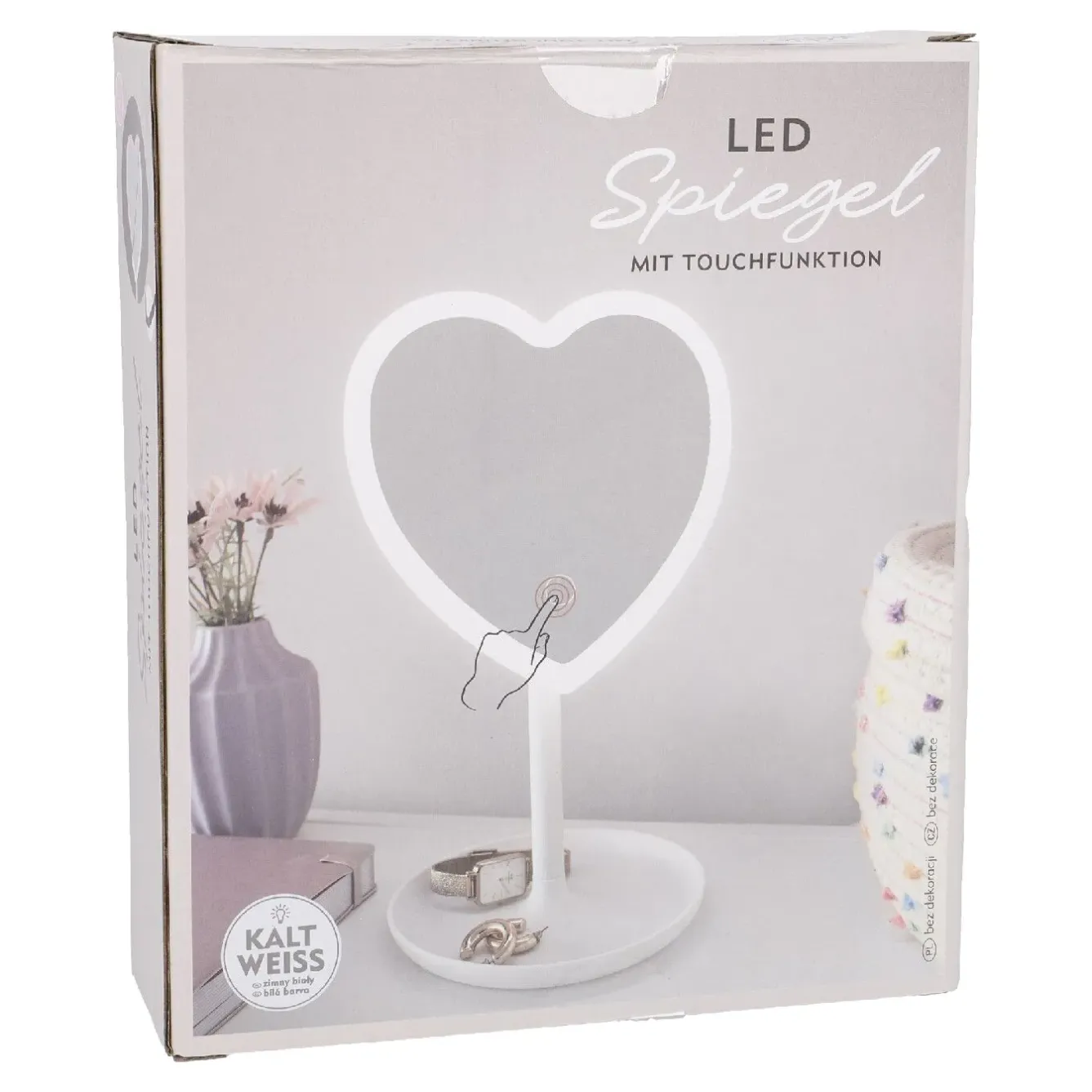 LED-Spiegel Form, Herz/weiß, 26 Cm Gadgets|Lichterwelt