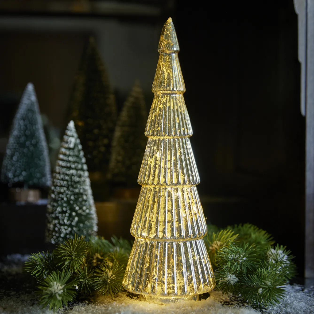 LED-Tanne Metallic, Transparent, 31 Cm Lichterwelt|Weihnachtsbeleuchtung