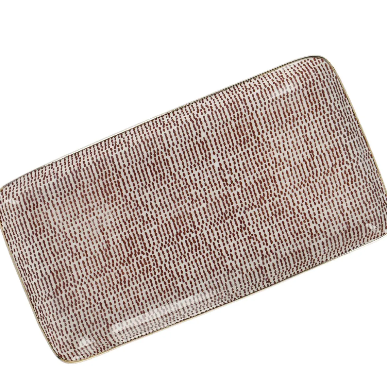 Hot Platte China, Goldrand, Bordeaux/weiß, Striche, 23 Cm Küche
