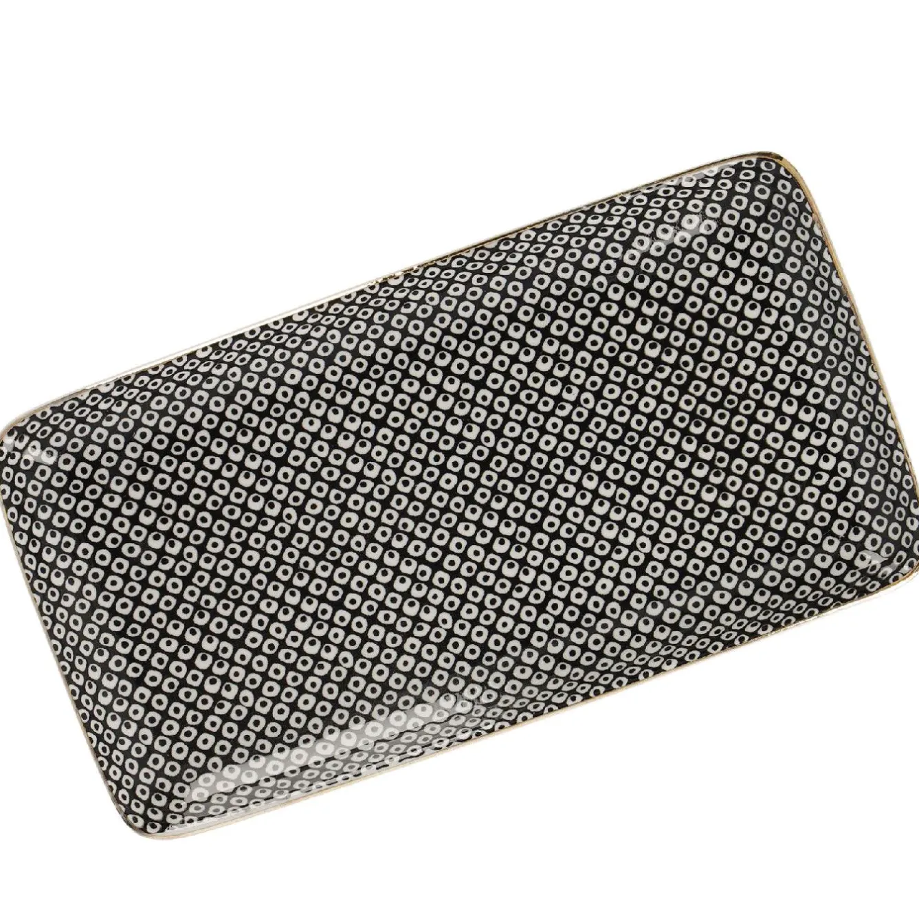 Online Platte China, Goldrand, Schwarz/weiß, Perlen, 23 Cm Jga|Shop The Geschenk