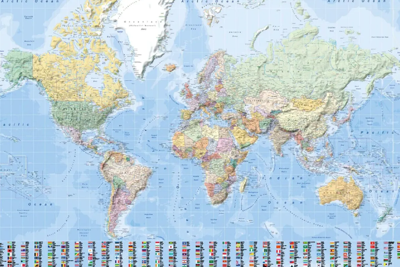 Clearance Poster World Map - Flags, Nr. 154 Poster