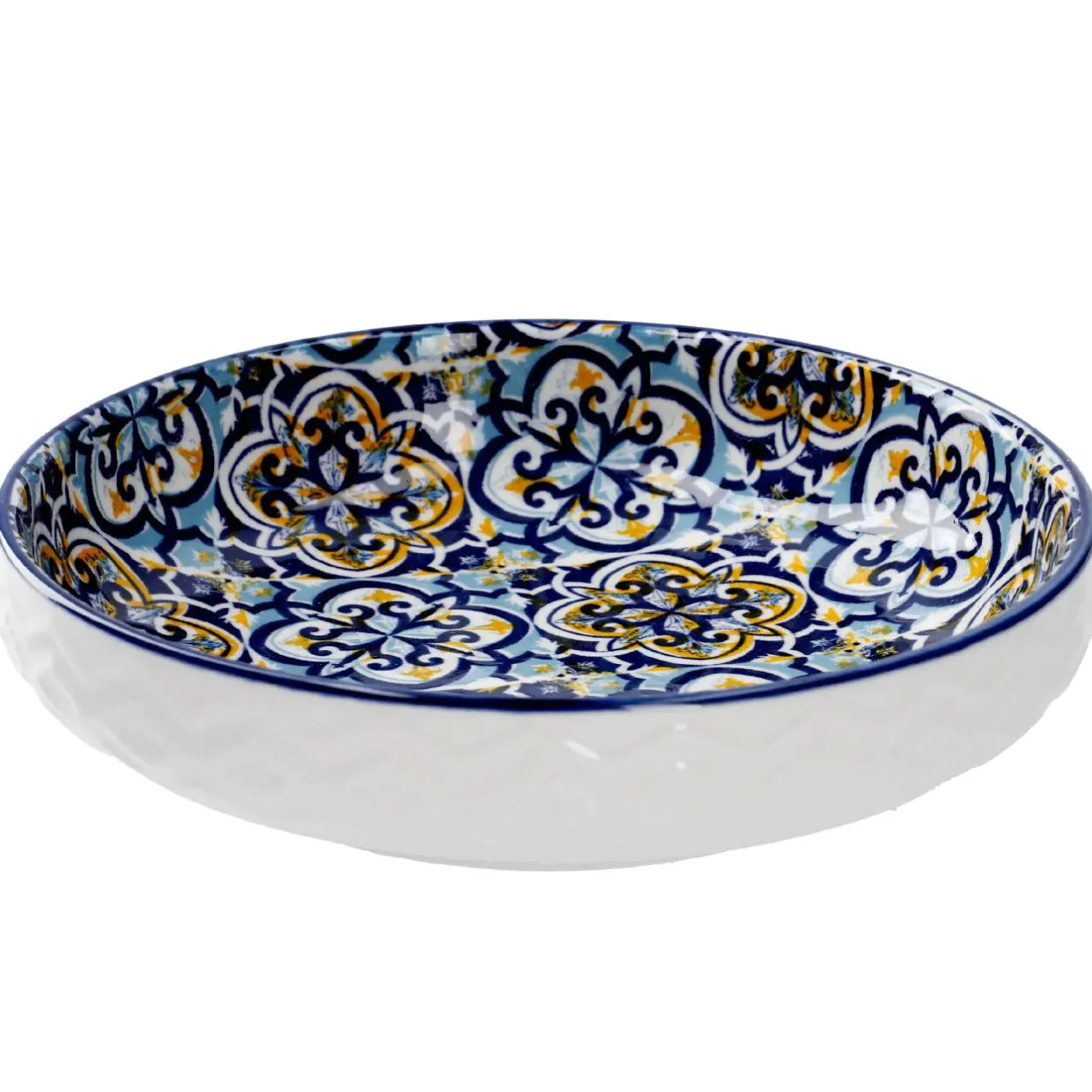 Online Schale China, Flach, Blau/gelb, 15 Cm Küche