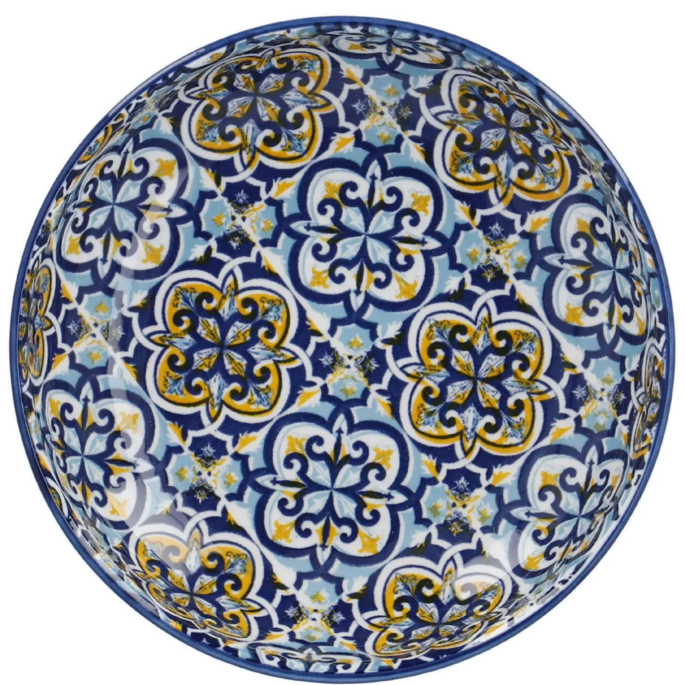 Online Schale China, Flach, Blau/gelb, 15 Cm Küche