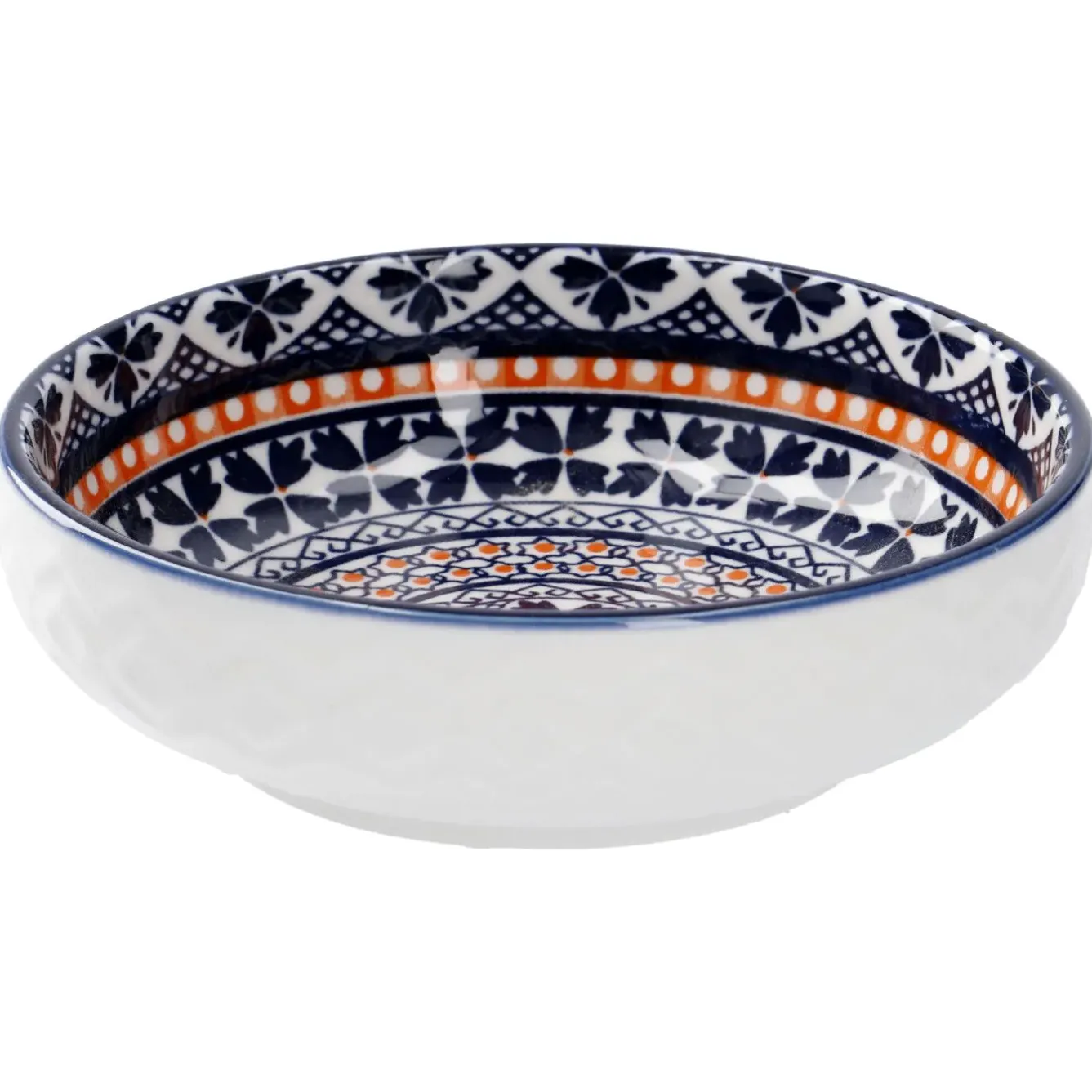 Schale China, Flach, Blau/orange, 12 Cm Küche