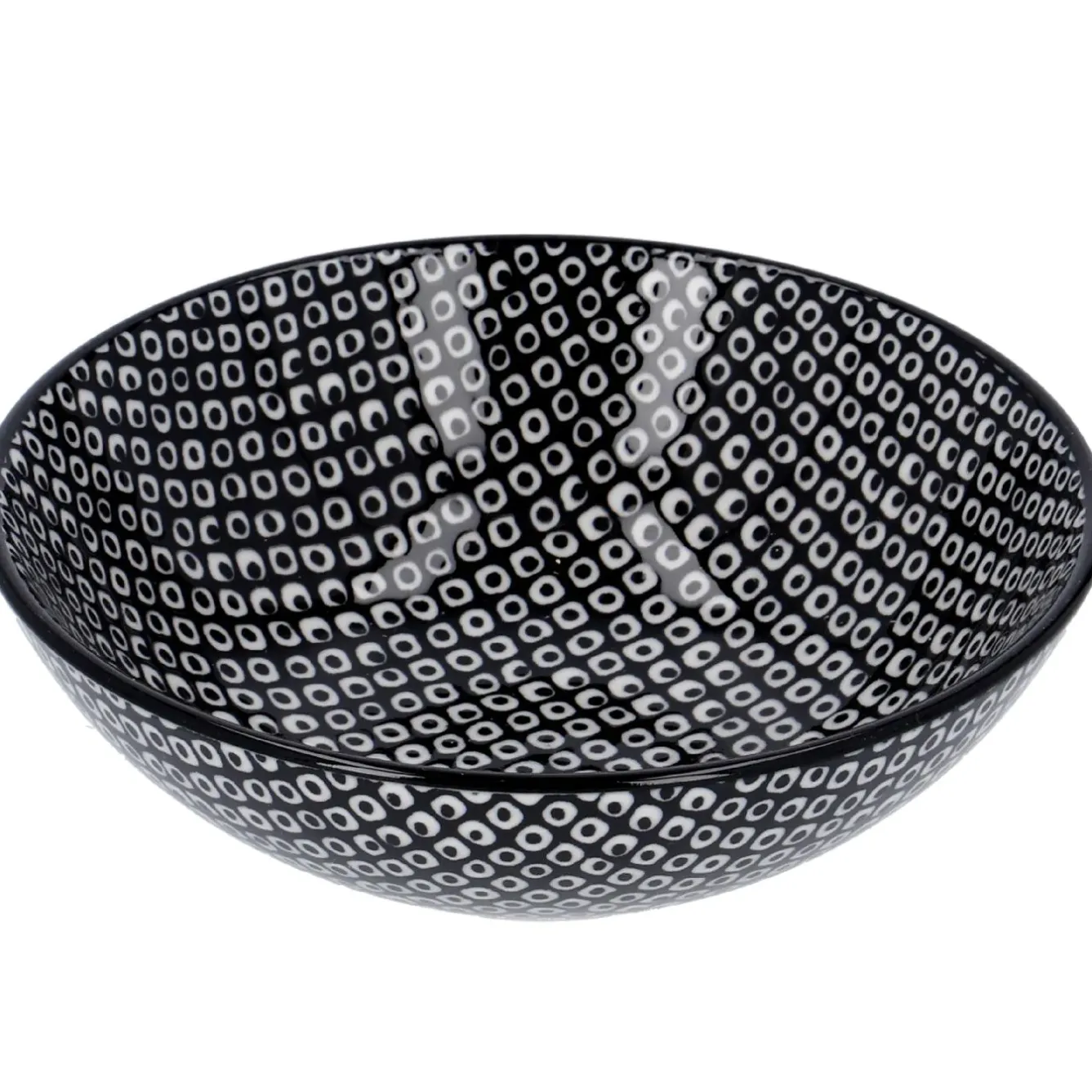 New Schale China, Tief, Perlen, Schw/wss, 13 Cm Jga|Küche
