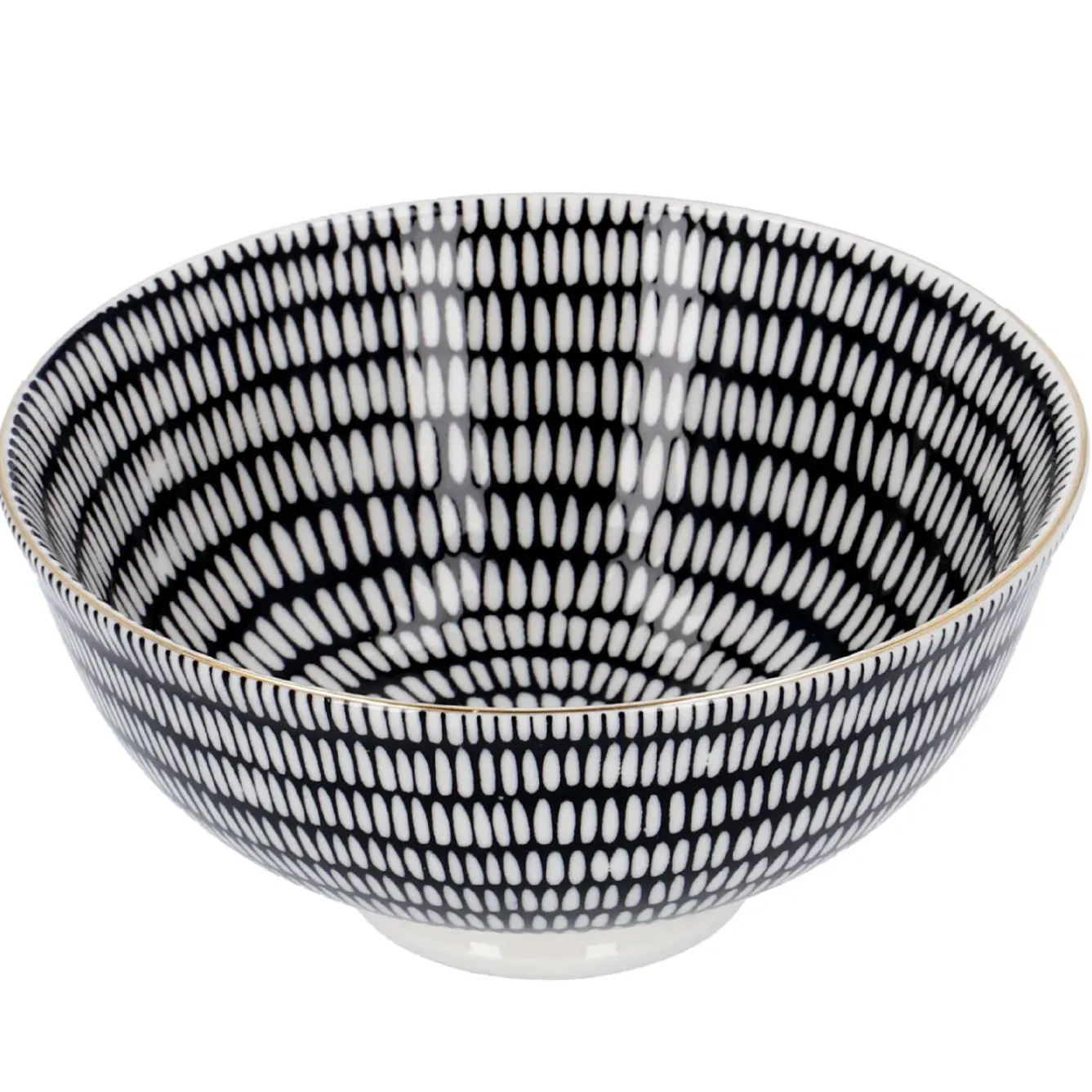 Schale China, Tief, Schwarz/weiß, Goldrand, Stäbchen/Kreis Jga|Küche
