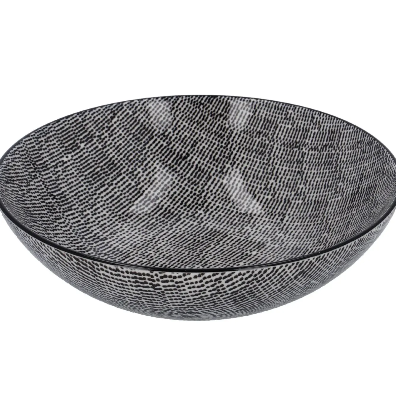 Clearance Schüssel China, Flach, Striche, Schw/wss, 23 Cm Jga|Küche