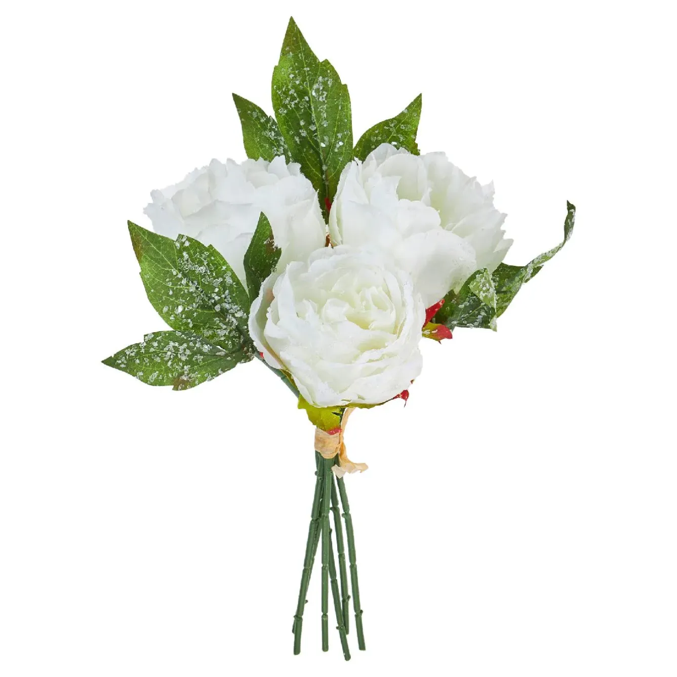Outlet Strauß Eisrose, Weiß, 30 Cm Vasen & Kunstblumen|Weihnachtsdeko
