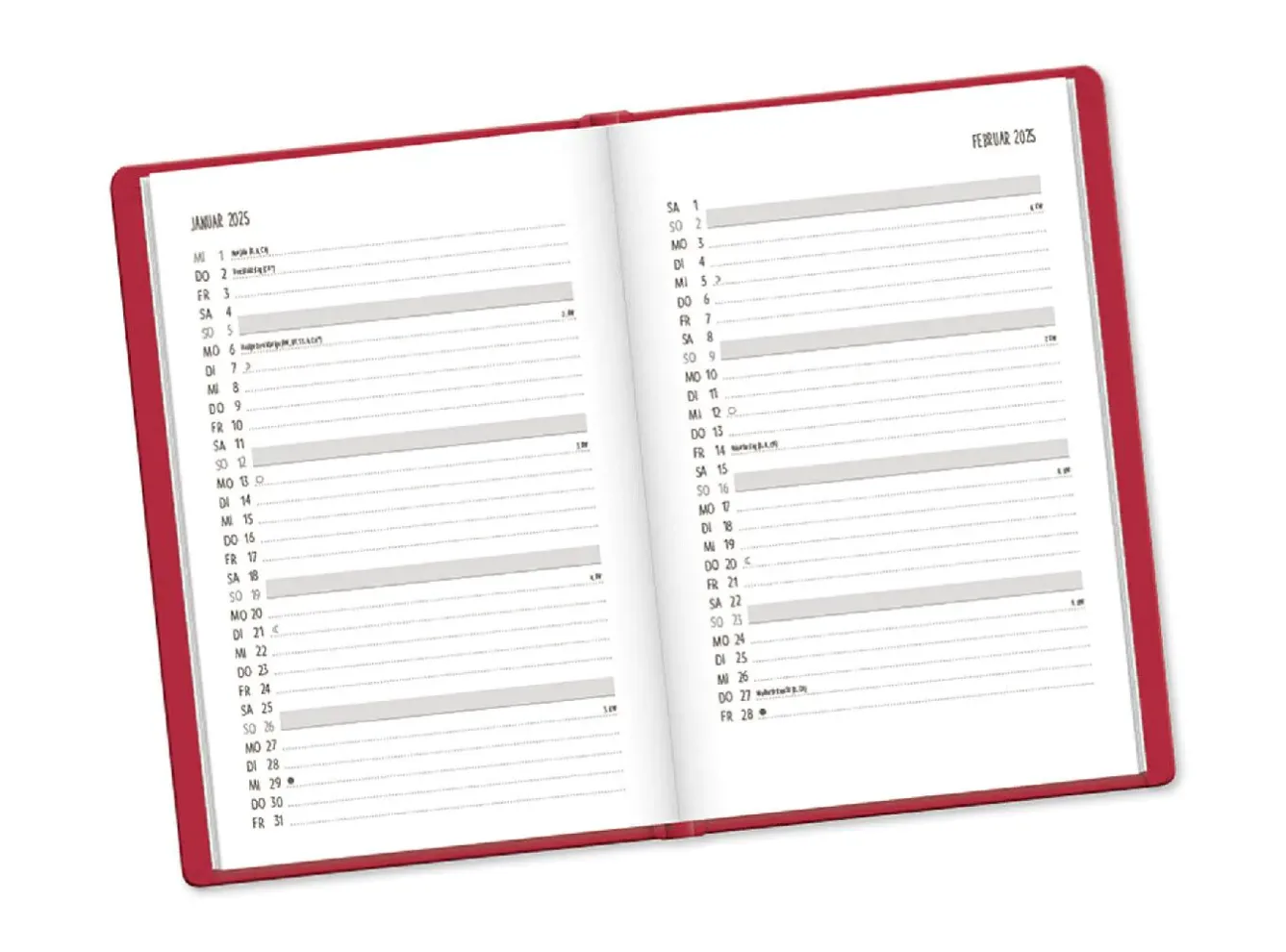 Clearance Terminplaner Lederlook, 2025, Rot Kalender & Planer|Weihnachtsgeschenke