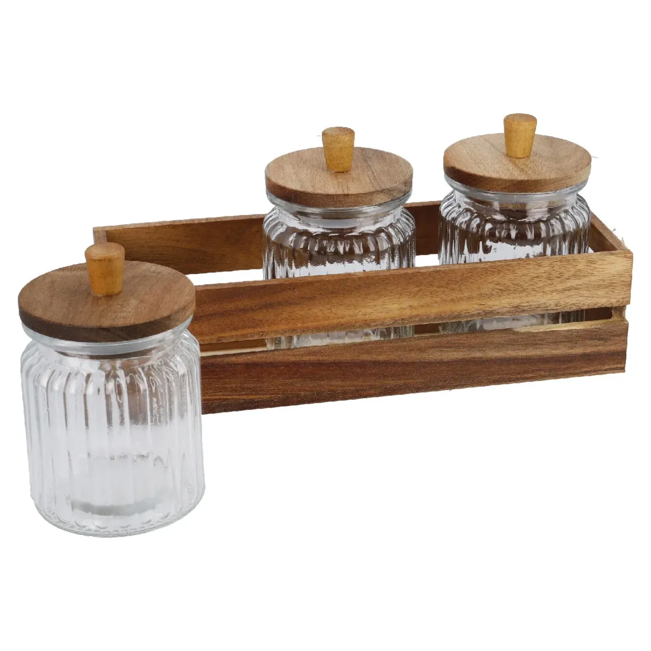 Hot Vorratsglas-Trio In Holzbox, Klar/natur Salty- Und Candybar|Organisation