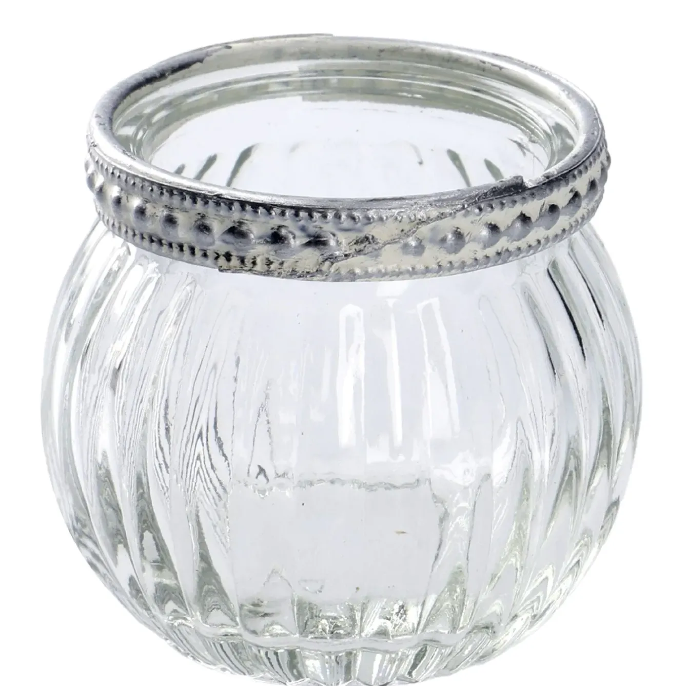 Outlet Windlicht Saira, Metallrand/silber, Klar/Streifen, 5 Cm Standesamt- Und Traudeko|Tischdeko Hochzeit